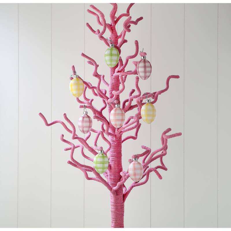 2" Glass Stripe Egg Ornament Box of 8