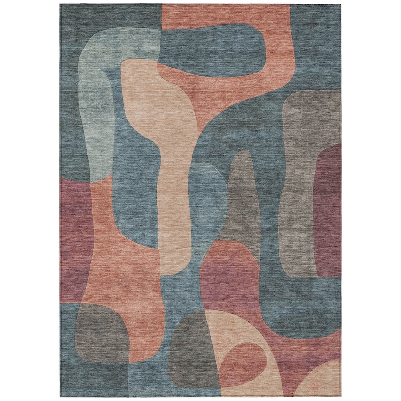HomeRoots Abstract Transitional Rectangle Outdoor Rug