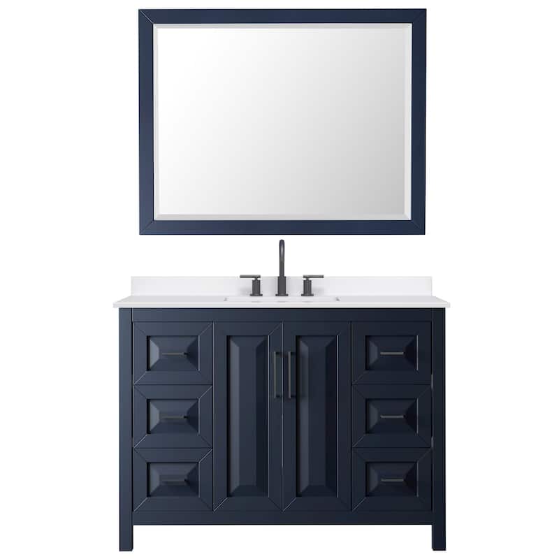 Daria 48-inch Single Vanity, 3 Hole Quartz Top, 46-inch Mirror