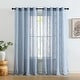 preview thumbnail 44 of 94, HLC.me Abbey Faux Linen Textured Semi Sheer Privacy Light Filtering Transparent Window Grommet Curtain Panels, Pair 54 W x 84 L per panel - Set of 2 - Stone Blue