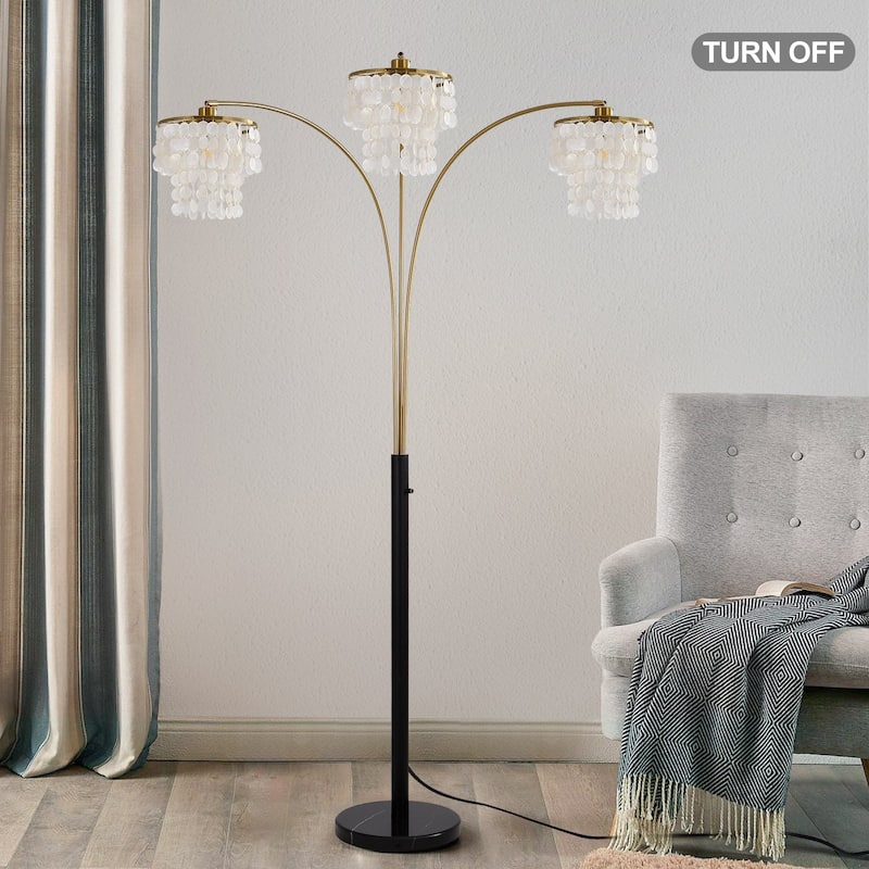 Brio 90" 3-Light Modern Gold Arc Floor Lamp - 90