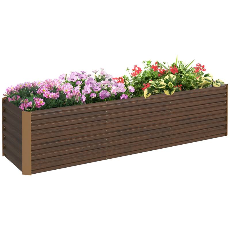 Outsunny 8x2x2ft Galvanized Raised Garden Bed Kit, Outdoor Metal Elevated Planter Box with Safety Edging, Large Raised Bed