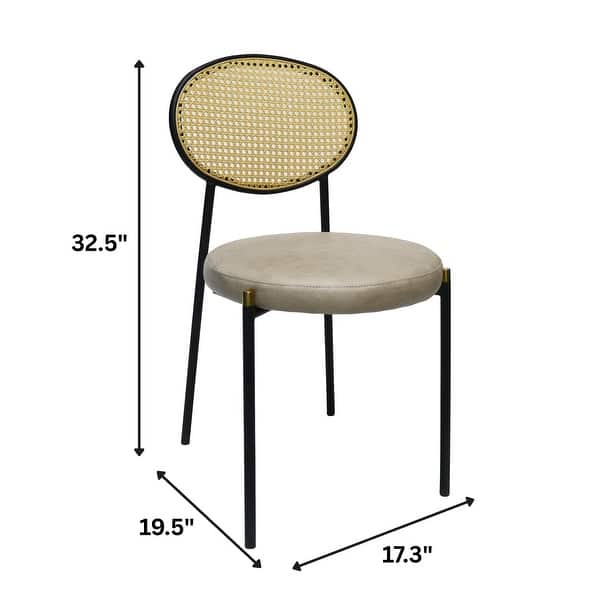 dimension image slide 8 of 11, Leisuremod Euston Modern Velvet/Leather Dining Chair - Minimalist Wicker Back Accent Chair for Home Living Room & Kitchen