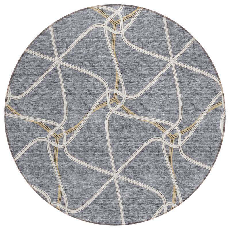 Machine Washable Indoor/ Outdoor Contemporary Links Chantille Rug