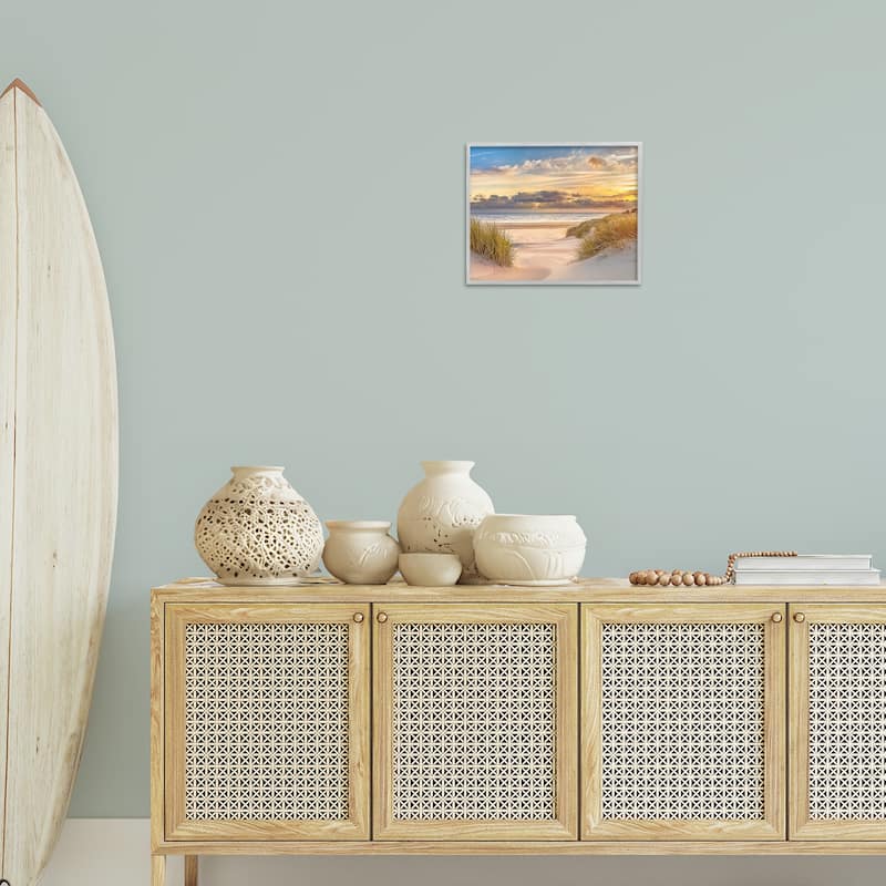 Stupell Serene Beach Between Dunes Framed Giclee Art Design By Mike Calascibetta