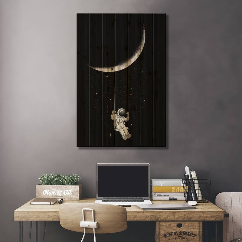 Moon Swing Print On Wood by Digital Carbine - Multi-Color