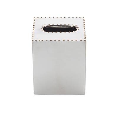 Nickel and Gold Bead Tissue Box - 4.75x4.75x5.75