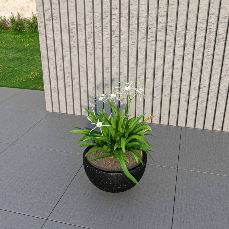 Iris Modern Minimalist Round Fiberstone and MGO Clay Planter With Drainage Holes for Indoor Outdoor Home Office Yard Patio Decor