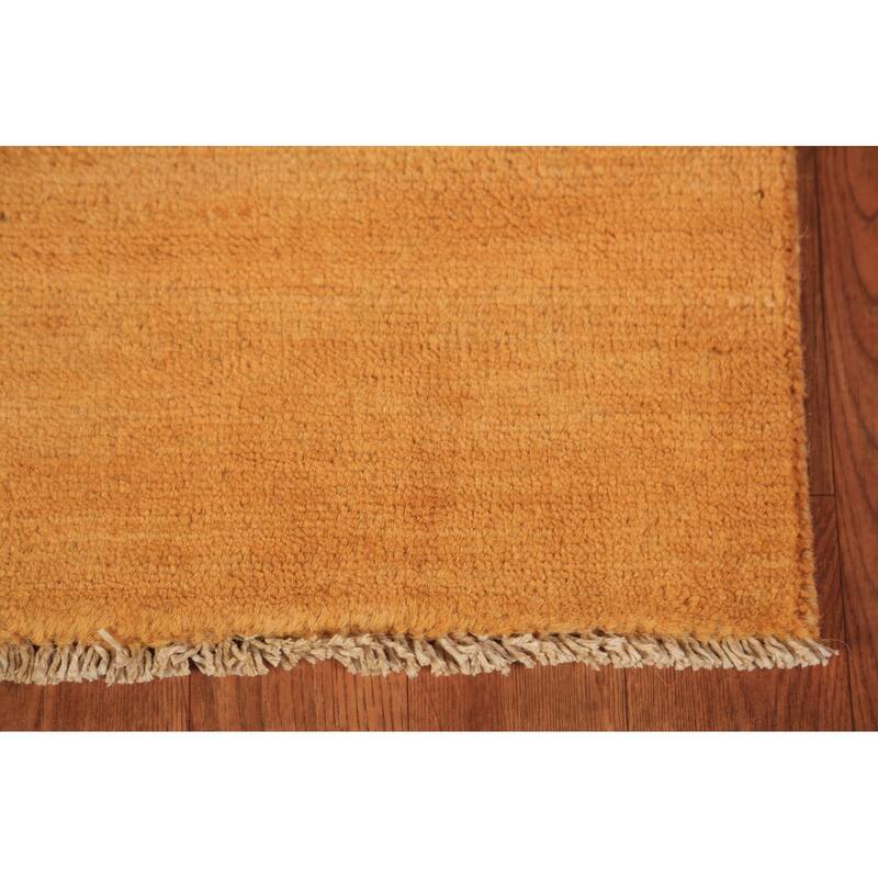 Modern Gold Gabbeh Oriental Rug Handmade Wool Carpet - 2'9" x 4'0"