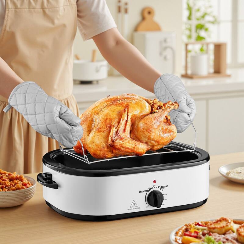 Black-Silver 18QT Electric Roaster Oven 1450W with Self-Basting Lid - 23.31 x 15.67 x 11.22 in.