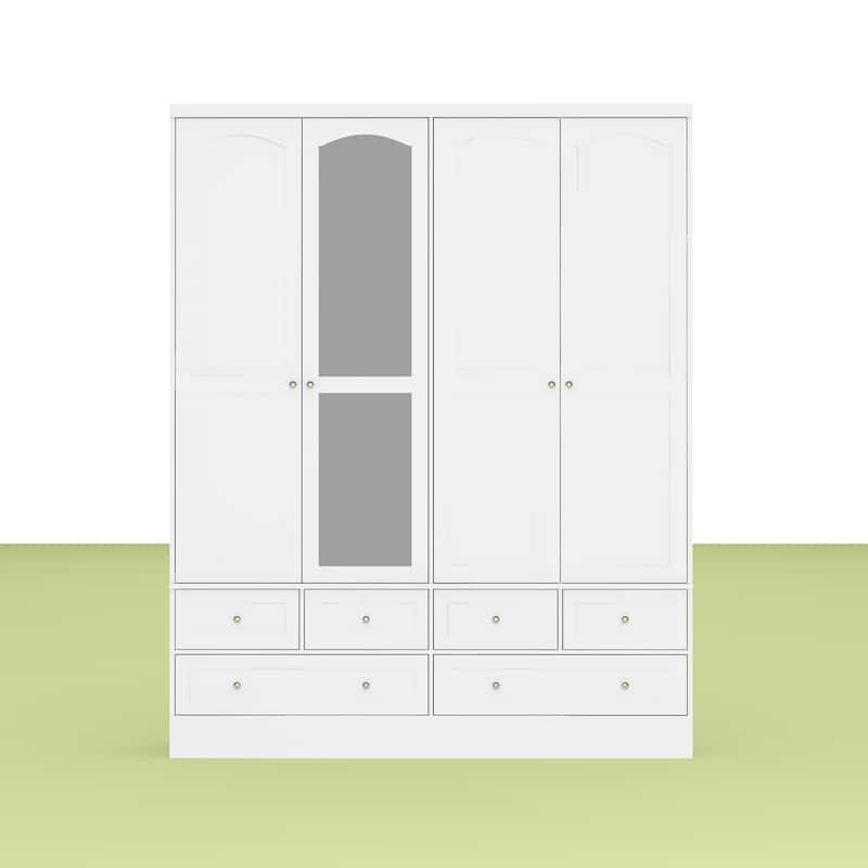 Modular Majesty Double Wardrobe Mirror-Front Storage Closet Armoires