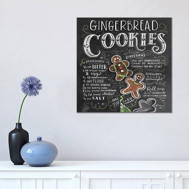 iCanvas "Gingerbread Cookies Recipe" by Lily & Val Canvas Print - 18x18x1.5