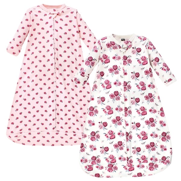 slide 1 of 1, Hudson Baby Infant Girl Cotton Long-Sleeve Wearable Sleeping Bag, Sack, Blanket, Rose 0-3 Months - Rose