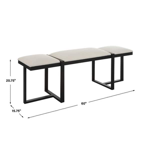 Textured Top Bench with Angular Framework - 60" - White and Black