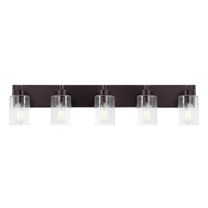 Lydia Seeded Glass/Iron LED Vanity Light, by JONATHAN Y - 5-Light - Oil Rubbed Bronze/Clear