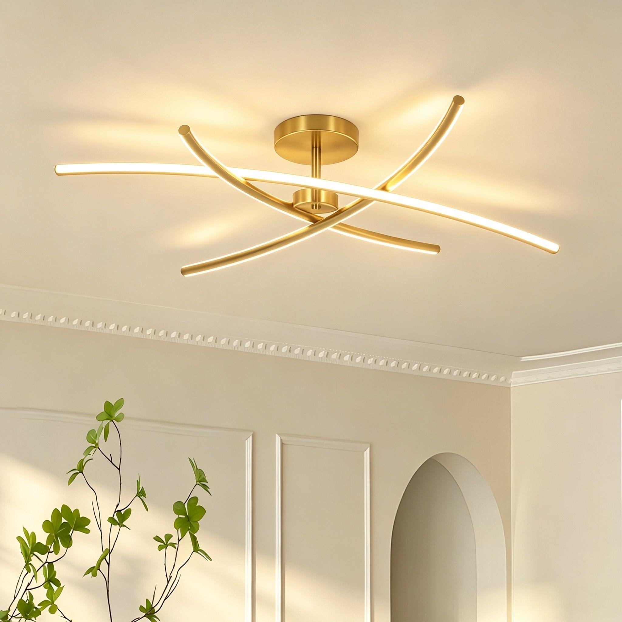 Rennnsan Modern Integrated LED Flush Mount Ceiling Light with Warm 3000K Light for Living Room