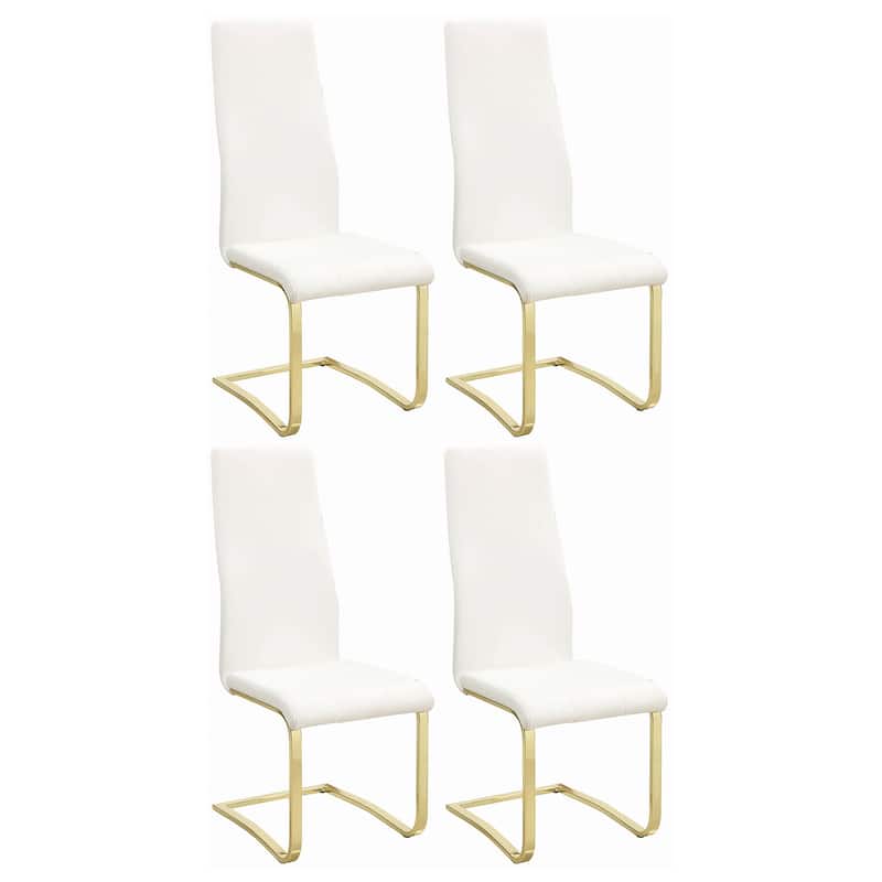 Montclair White Upholstered Dining Side Chair (Set of 4) - Set of 4 - White / Gold - Short