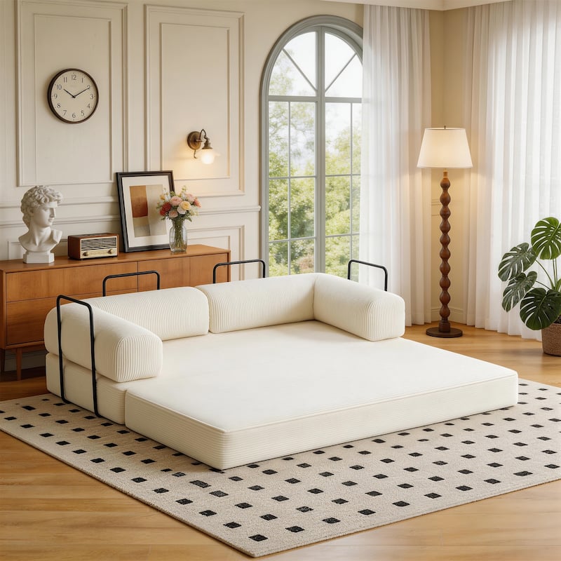 Oversized Corduroy Convertible Floor Sofa Bed Sleeper Couch