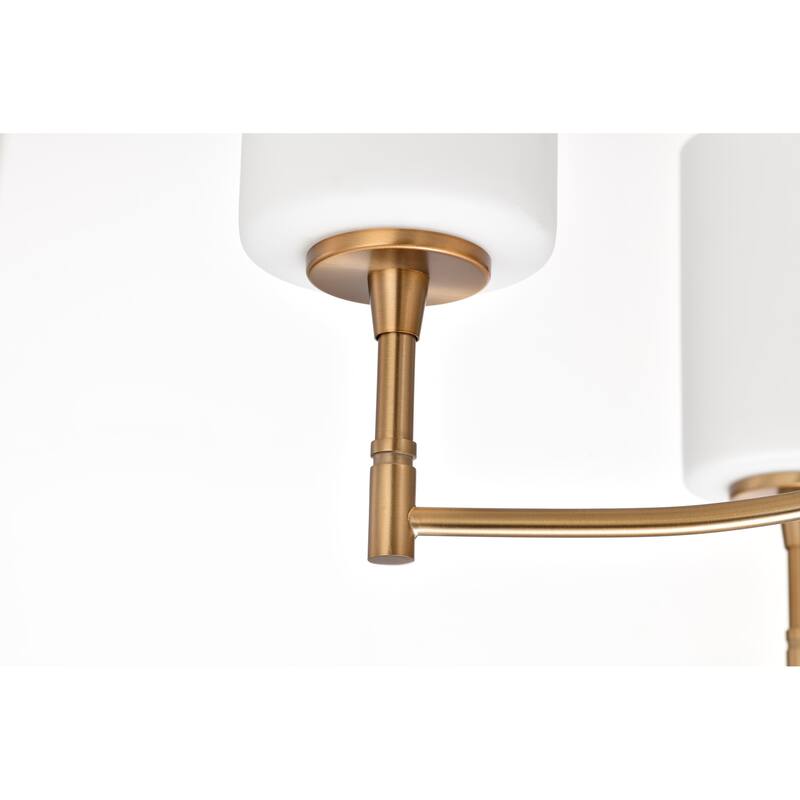 Liam 9 Light Chandelier Burnished Brass White Opal Glass - Burnished Brass