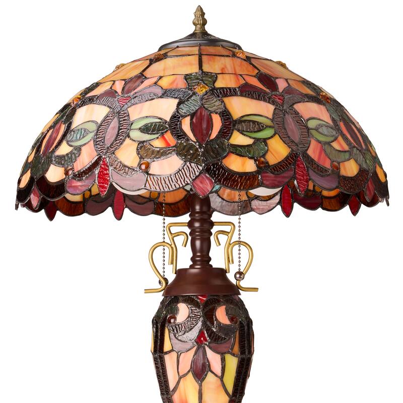 Winslow River of Goods Victorian Double Lit Stained Glass Dome Shade 24.5-Inch Table Lamp - 17.25" x 17.25" x 24.5"