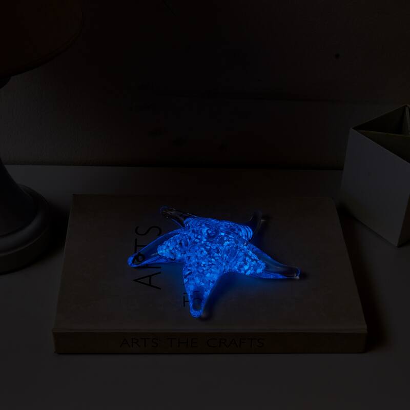 Glowing Glass Starfish Nautical Figure - 14" - Clear