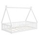 preview thumbnail 27 of 27, Tent-Shaped Twin Size Floor Bed with Fence and Guardrails, Pine Wood Construction