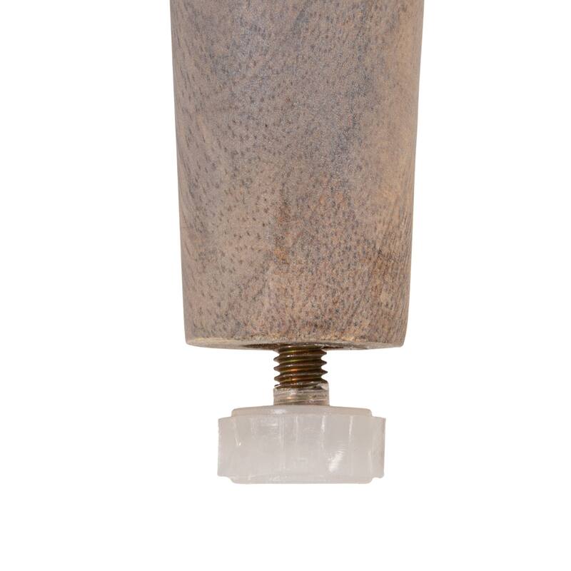 Round Mango Wood Table with 2 Cane Shelves