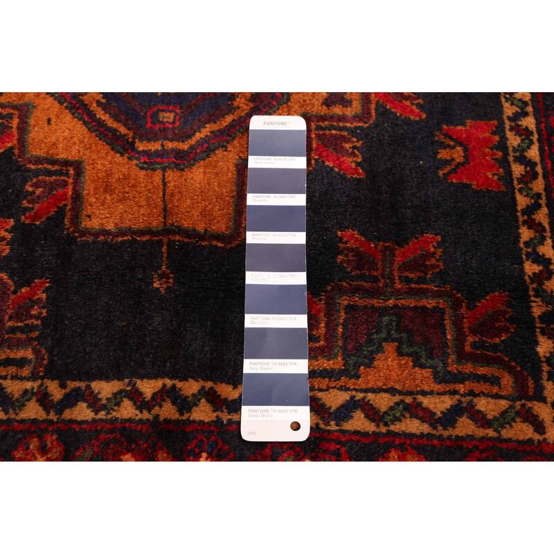 ECARPETGALLERY Hand-knotted Teimani Black, Burnt Orange Wool Rug - 3'6 x 6'2