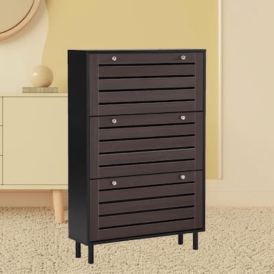 Versatile 3-Drawer Shoe Cabinet with Adjustable Shelves, Open Space, and Hanging Hooks for Hallway Entryway Organization