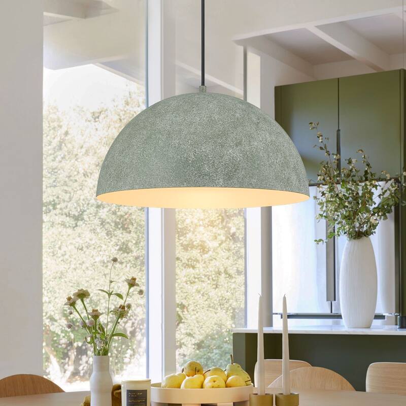 Industrial Modern Indian Gray Dome Pendant Light Kitchen Island - White - W15.75"