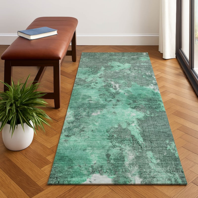 Premium Washable Super Soft Abstract Mayfield Rug - Teal - 2'3" x 7'6"