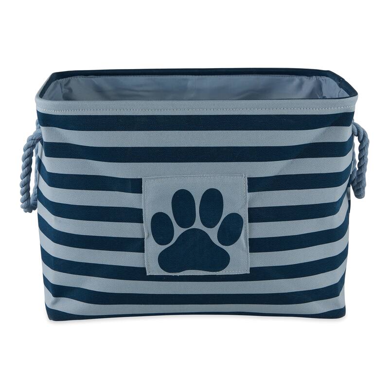 Bone Dry Polyester Pet Bin Stripe With Paw Patch Black Rectangle Large