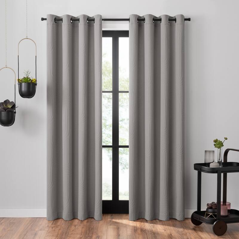 Umbra Ulysses Wave Geometric Light Filtering Grommet Curtain Panel - 95x50 - Cement