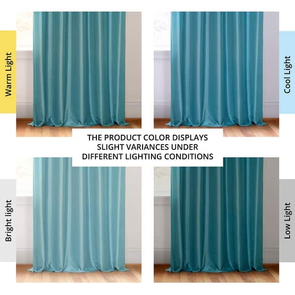 dimension image slide 1 of 2, Exclusive Fabrics Textured Faux Dupioni Silk Thermal Blackout Curtains (1 Panel)