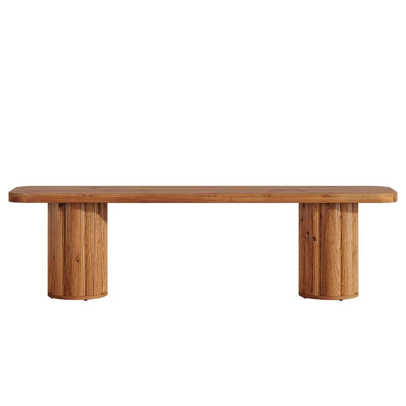 63" Solid Wood Entryway Bench, Extra Long Accent Bench Seat for End of Bed Dining Room Living Room Foyer Bedroom