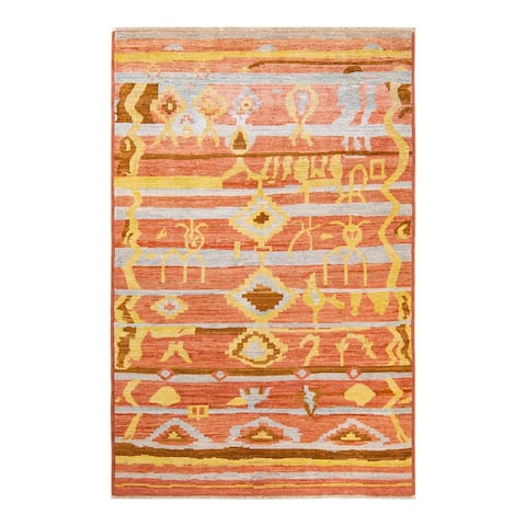Overton Moroccan, One-of-a-Kind Handmade Area Rug - Pink, 5' 9" x 8' 7" - 5' 9" x 8' 7"
