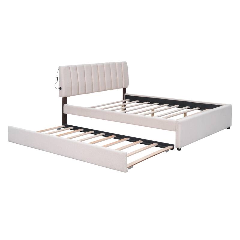 Upholstered Platform Bed with Trundle