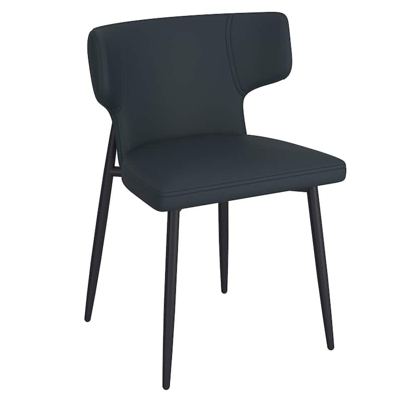Contemporary Fabric and Metal Dining Chair, Set of 2 - Black