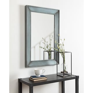 Yuda Wooden Rectangle Framed Wall Mirror, 23.5 x 35, Blue - 23.5x35