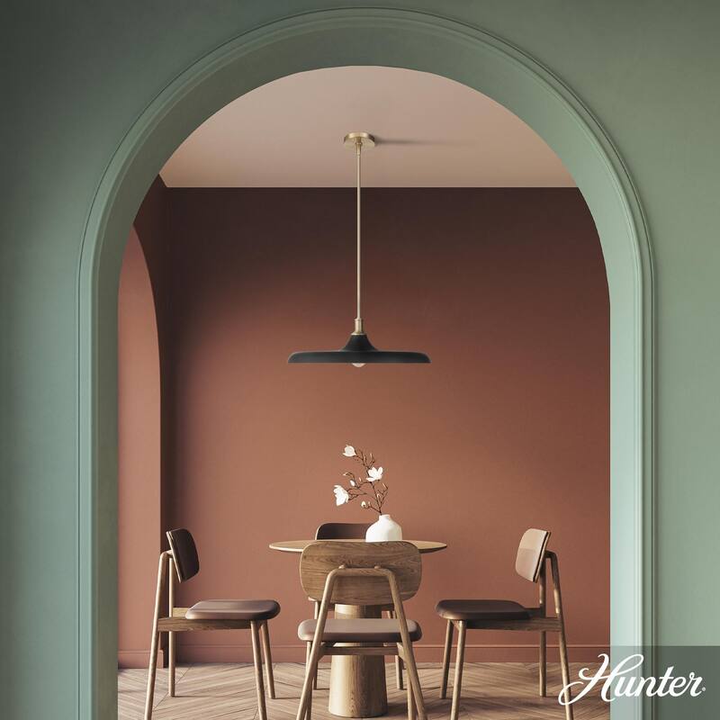Hunter Moriso Matte Black and Modern Brass Pendant - Contemporary