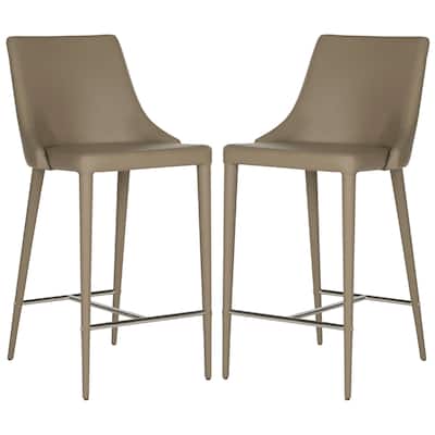 SAFAVIEH Mid-Century Dining Summerset 26-inch Taupe Counter Stool (Set of 2) - 22.9" x 18.9" x 37.4"