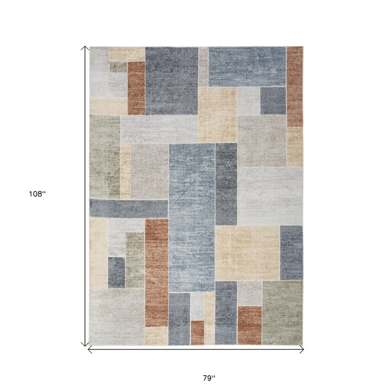 Pidu Power Loomed Geometric Modern Area Rug By HomeRoots - 108' X '79' X '0.25