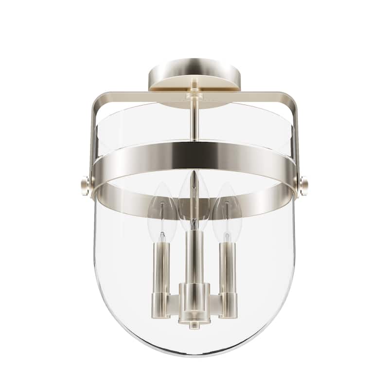 Hunter Karloff Clear Glass 3 Light Flush Mount Ceiling Light - Rustic, Industrial, Transitional