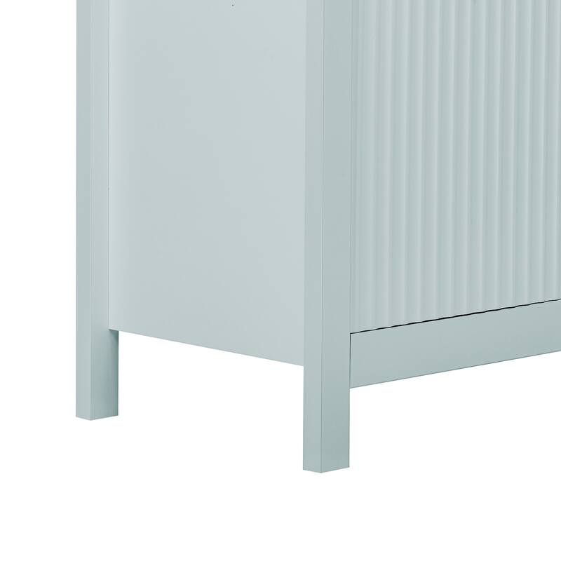 Roomfitters Sideboard Buffet Cabinet with 3 Drawers, Mid-century Modern Fluted Accent Storage for Kitchen & Dining, Cyan