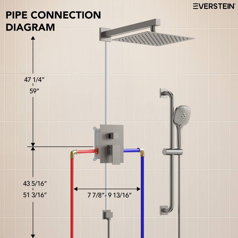 Pressure-Balanced Shower System ,10-Inch Rainfall Shower Faucet with 3-Function Handheld Shower