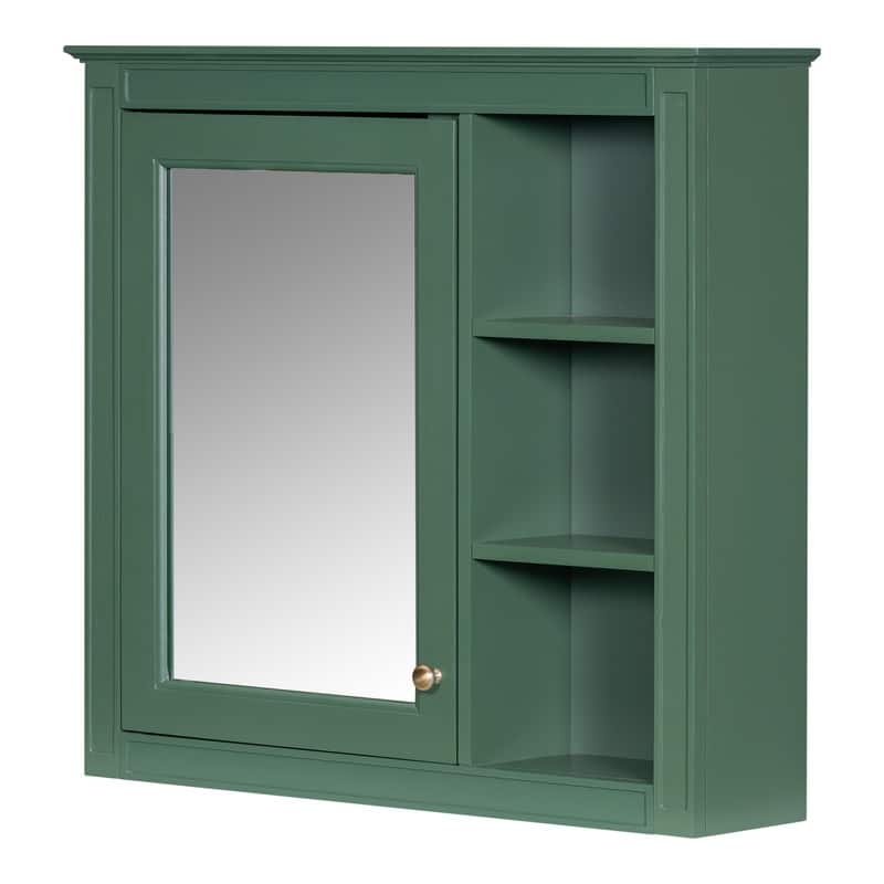 30'' x 28'' Wall Mounted Storage Cabinet for Bathroom,Mirror Cabinet with 3 Open Shelves