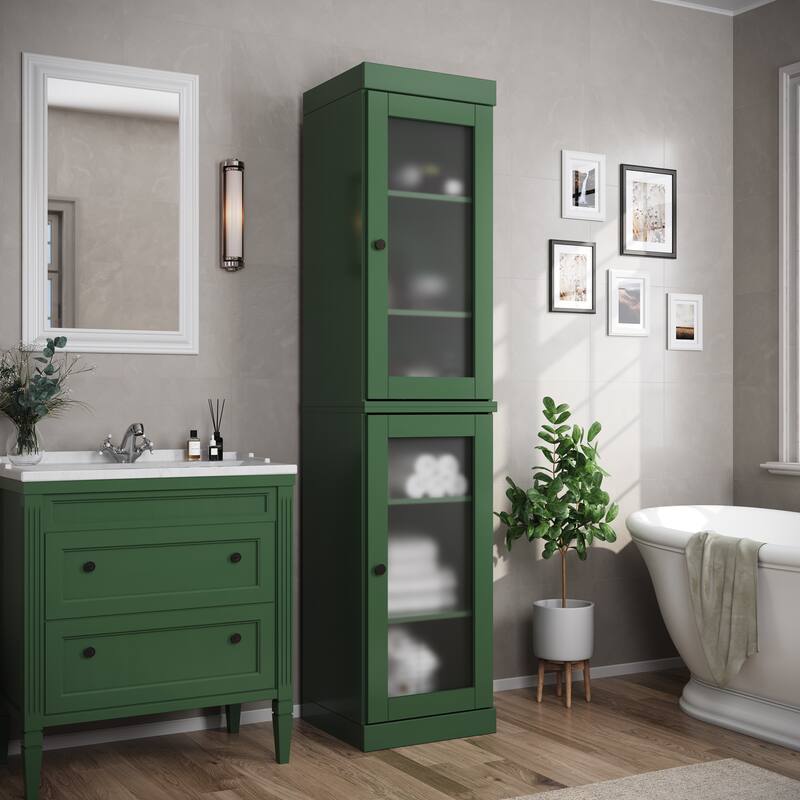 100% Solid Wood 16.5" Bathroom Cabinet with Optional Doors by Palace Imports - Green-Frosted