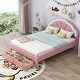 preview thumbnail 40 of 48, Seashell-Shaped Platform Bed Frame with 2 Drawers & LED
