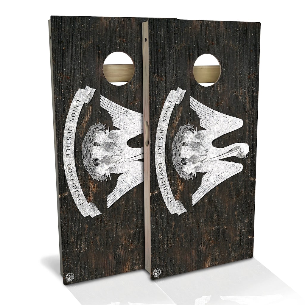 Louisiana Flag Rustic Outdoor Cornhole Board Set