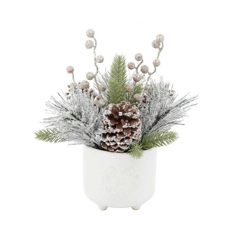 Xmas Mix in Joy Wreath Ceramic Footed Pot